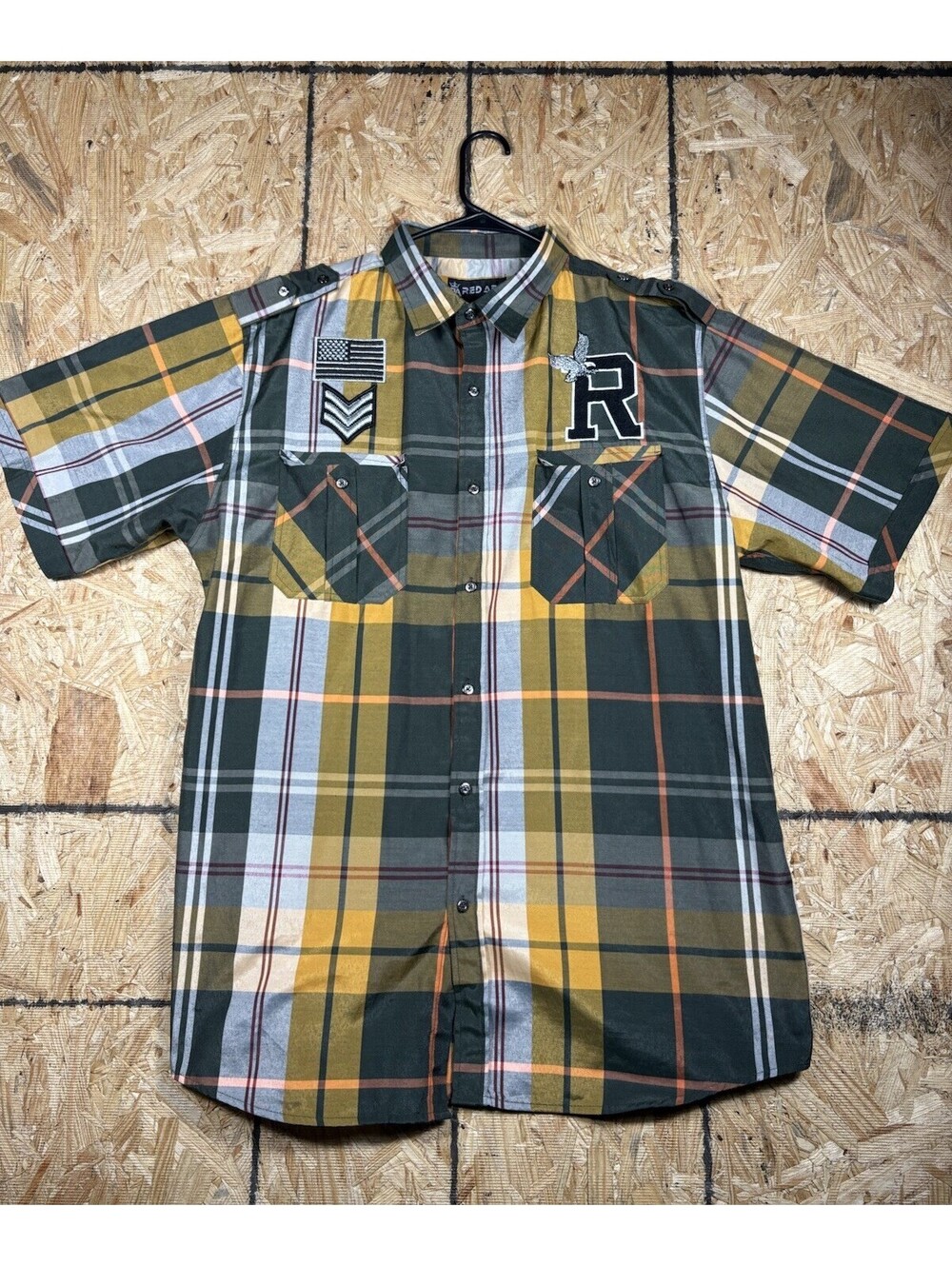 Red Ape Vtg Y2K Button Down Short Sleeve “R” Eagle Logo 3XL Polo Shirt